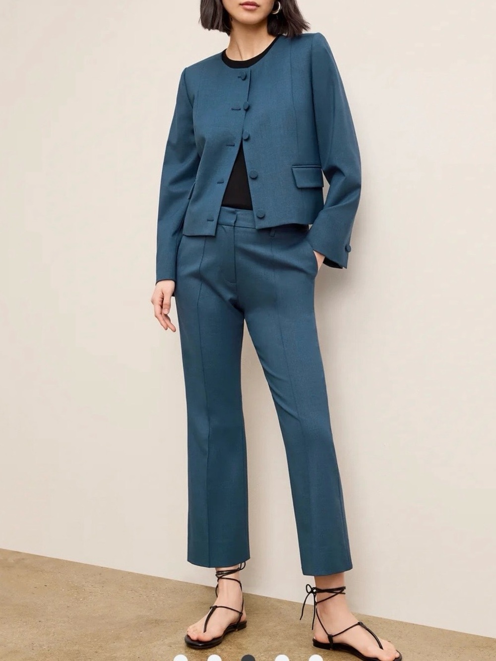 NWT M. M. Lafleur The Aniya Crop Jacket - Italian Wool Twill in Bluebell Size 6